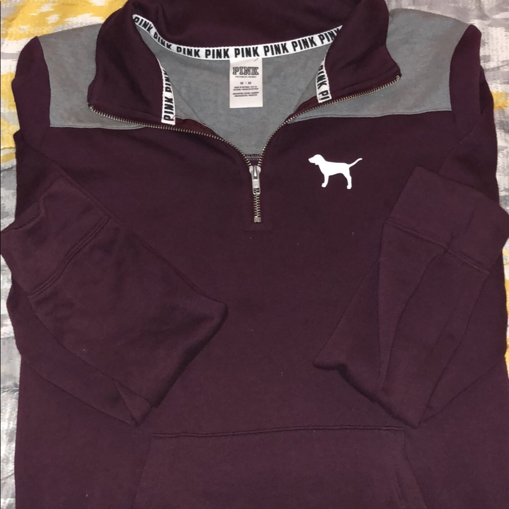 Maroon Victoria secret pink sweatshirt